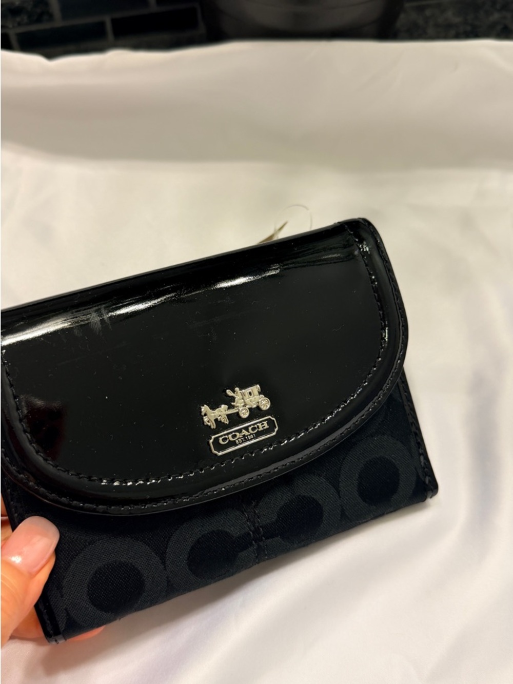 Coach Black Signature Zip Card Case